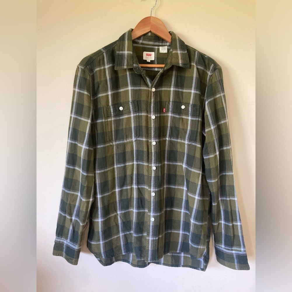 Levi's Green Plaid 100% Cotton Casual Longsleeve Button Down Shirt